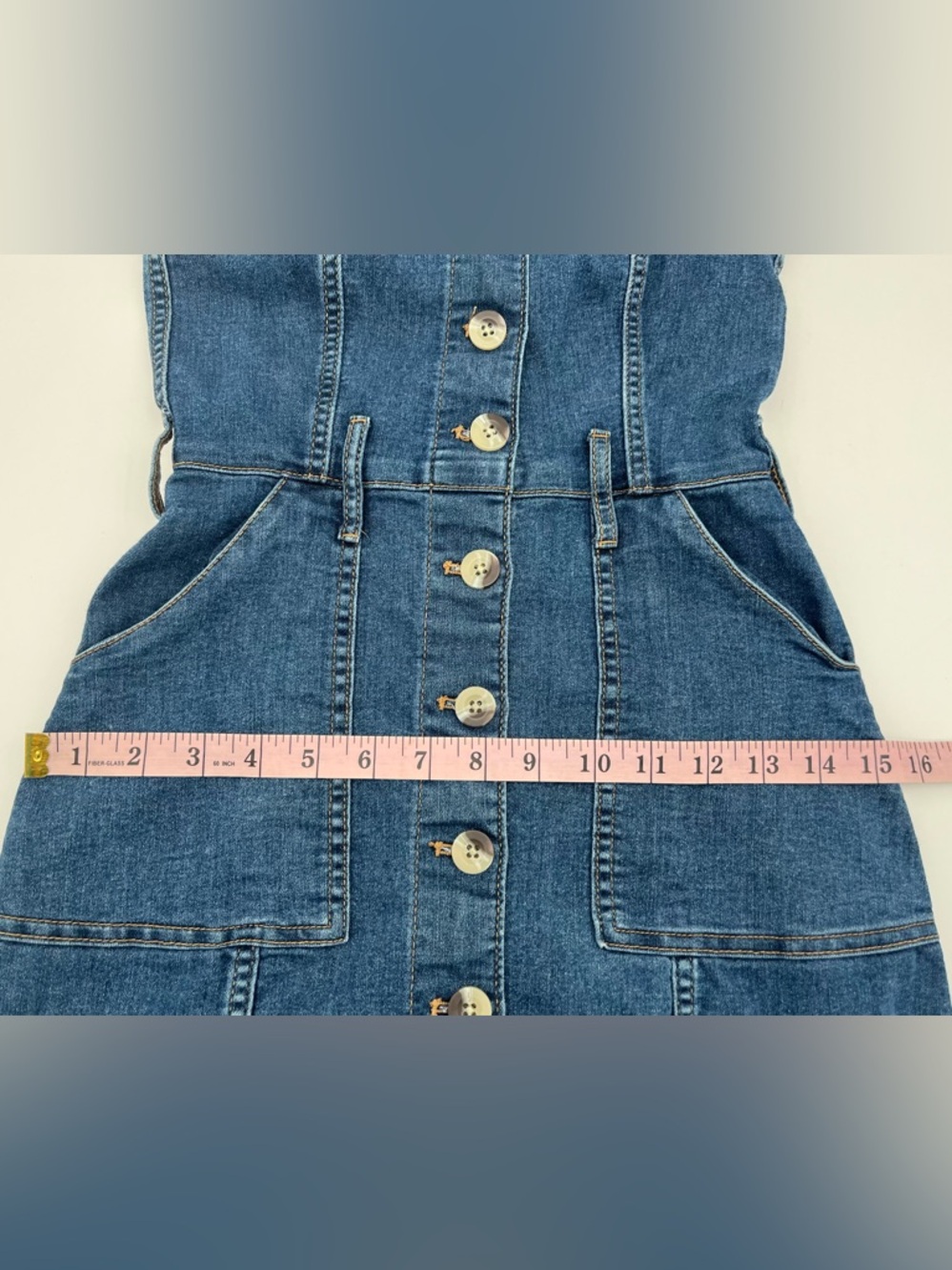 H&M Divided Blue Jean Button-Front Denim Mini Dress, pockets size 0 - Picture 8 of 9